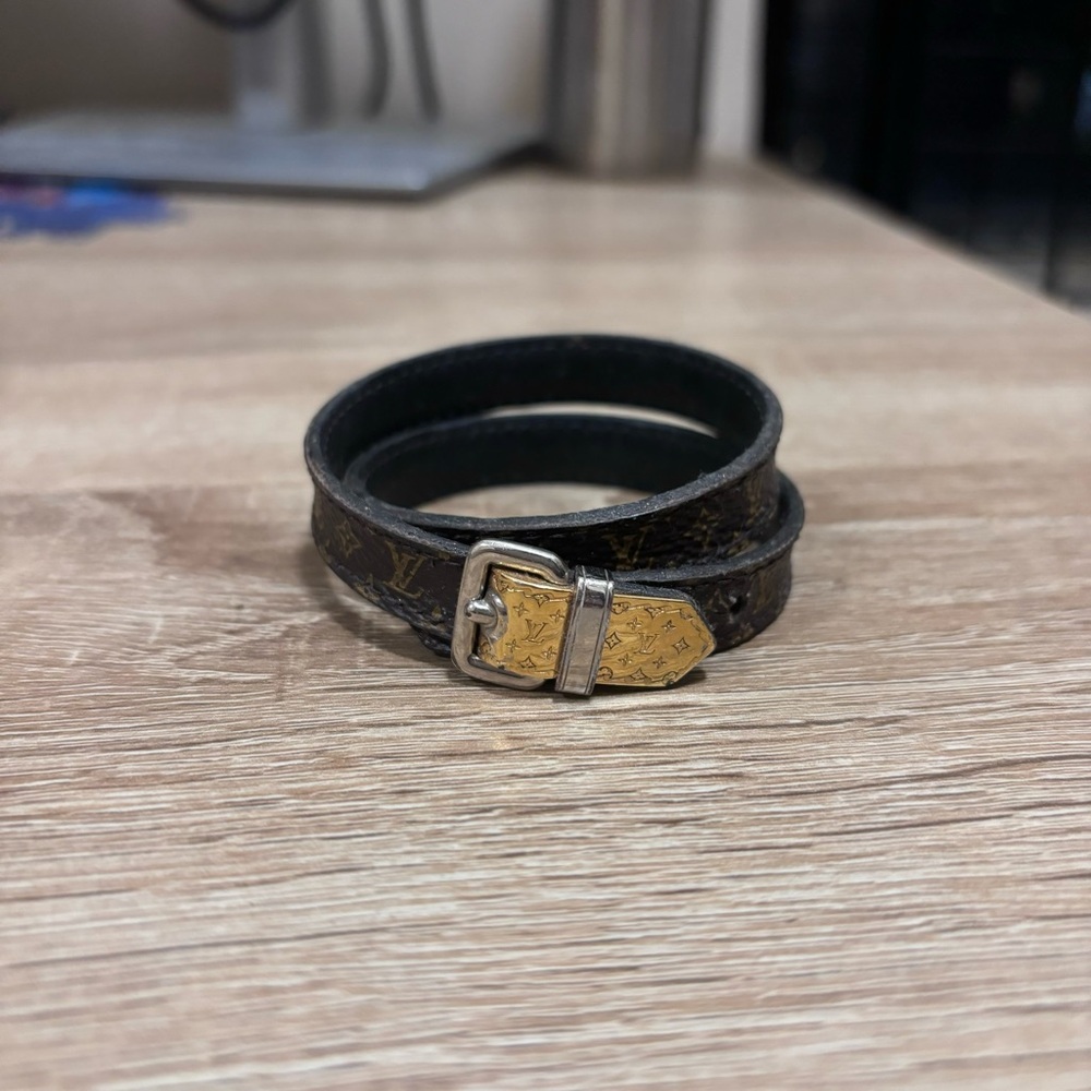 Louis Vuitton Brown and Gold Leather Bracelet